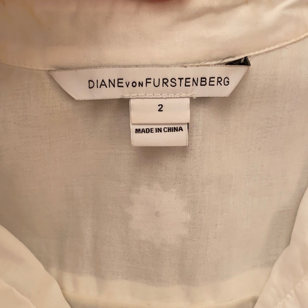 Used Diane von Furstenberg DVF White Embroidery Eyelet Shirt dress 2